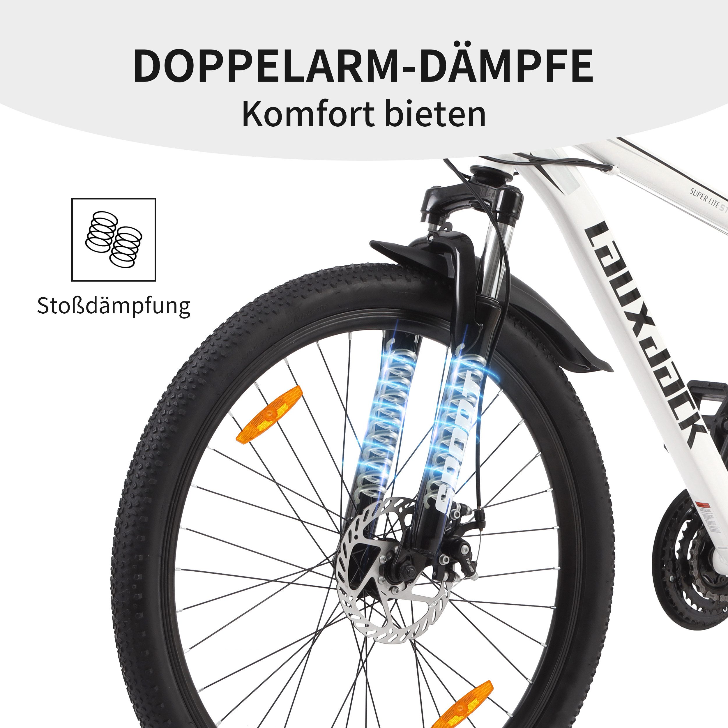 ROMICO Mountainbike 26 Zoll MTB mit Shimano 21-Gang, Federgabel & Scheibenbremsen, 21 Gang Shimano Tourney RD-TY300/200 Schaltwerk, Kettenschaltung, (Set), 21-Gang Shimano Tourney, Kettenschaltung, MTB, Damen & Herren