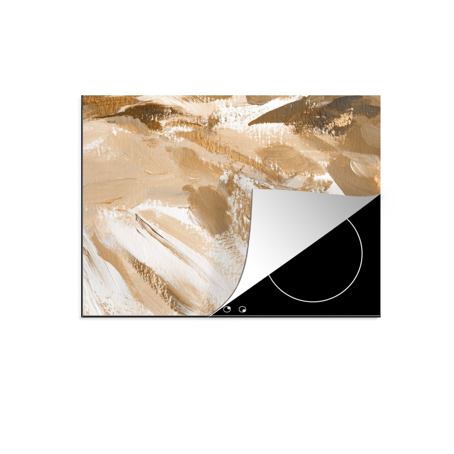 MuchoWow Herdblende-/Abdeckplatte Farbe - Braun - Grau, Vinyl, (1 tlg), 71x52 cm, Induktionskochfeld Schutz für die küche, Ceranfeldabdeckung