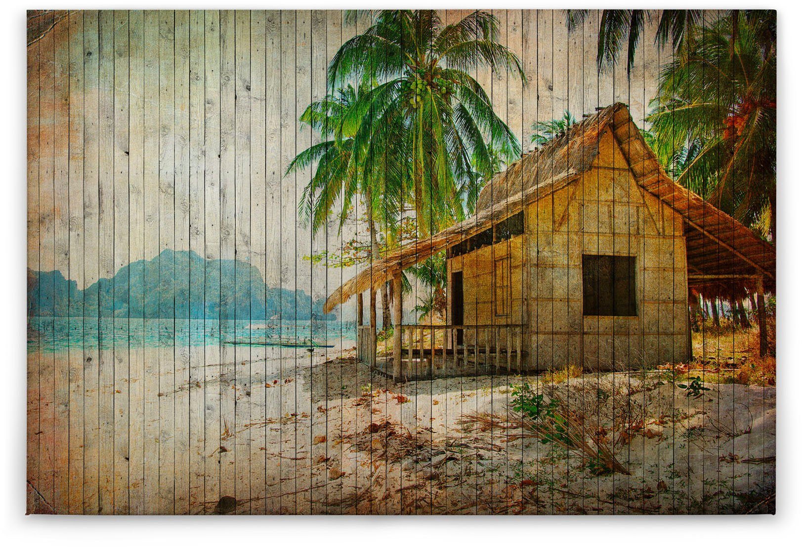 A.S. Création Leinwandbild tahiti, Kunst, Meer, Strand (1 St), Keilrahmen Bild Insel Leinwand-Bild Wohnzimmer modern Wandbild Kinder