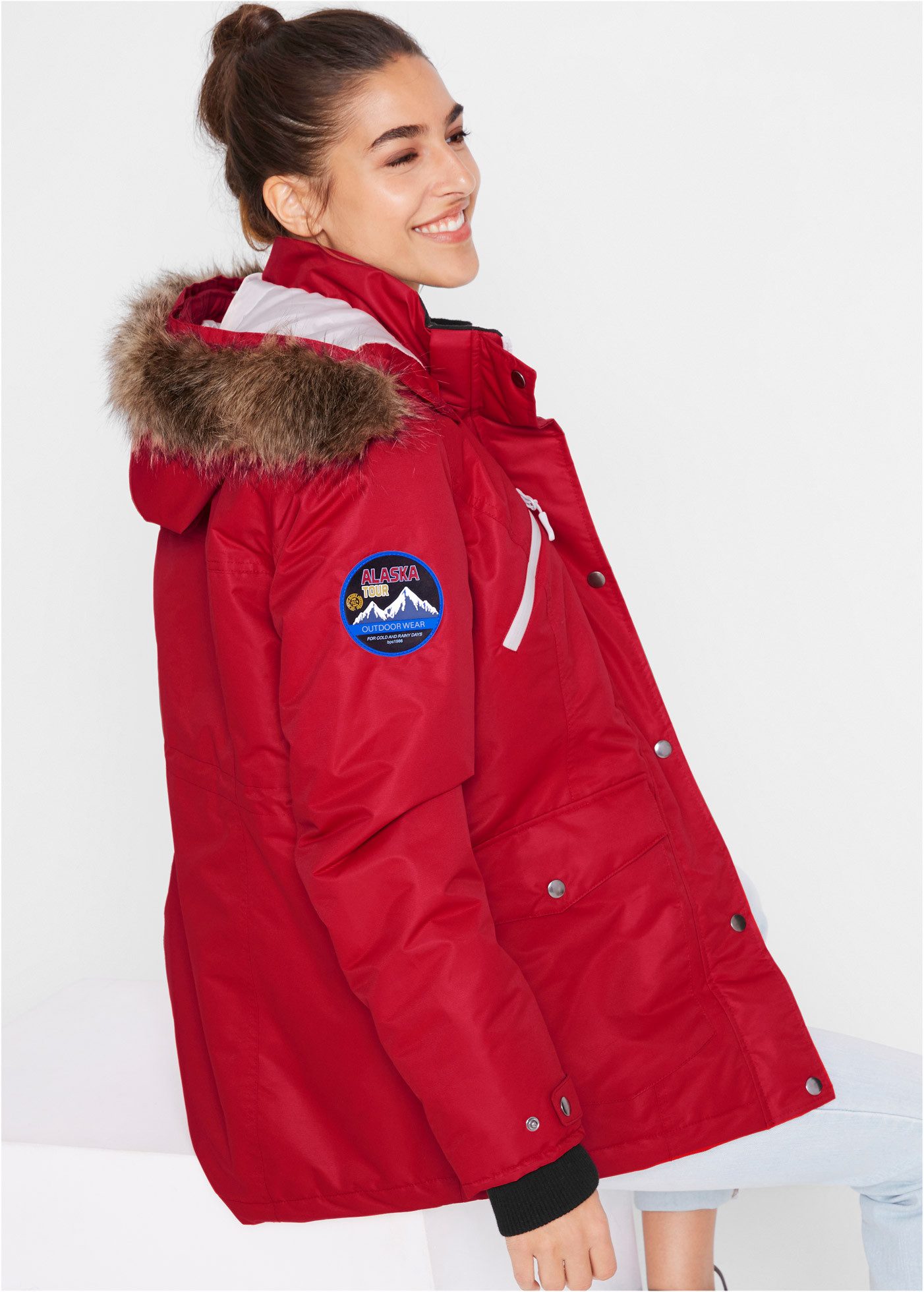 bonprix Funktionsjacke Regular Fit, wasserdicht, mit abnehmbarer Kapuze mit Fellimitat