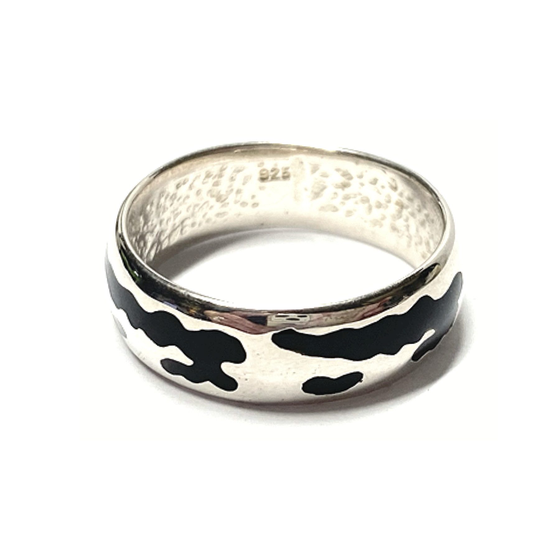 Silberring Bandring 925/- Silber Lack schwarz Glanz XS Größe #49