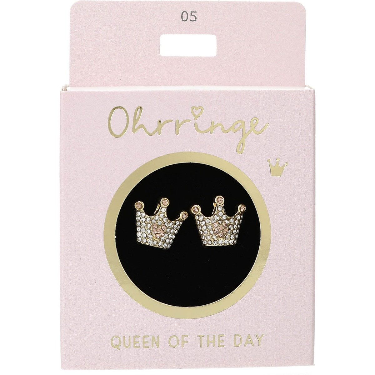Depesche Ohrring und Ketten Set DEPESCHE Ohrringe Glitzer Kronen Queen of the day gold Nr. 5