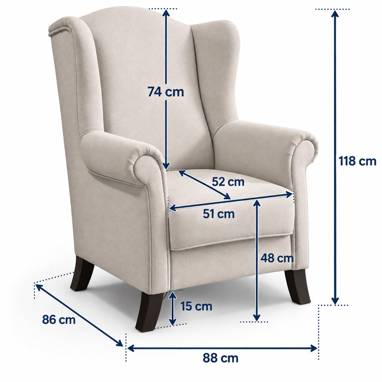 Beautysofa Ohrensessel LEONARDO Sessel Wohnzimmersessel, Fernsehsessel – Bild 2 von 5