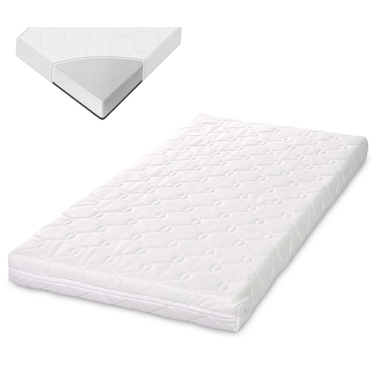 Kindermatratze Matratze 120 x 60 x 10, Lorelli, 10 cm hoch, Bezug waschbar antiallergisch Schaumstoff