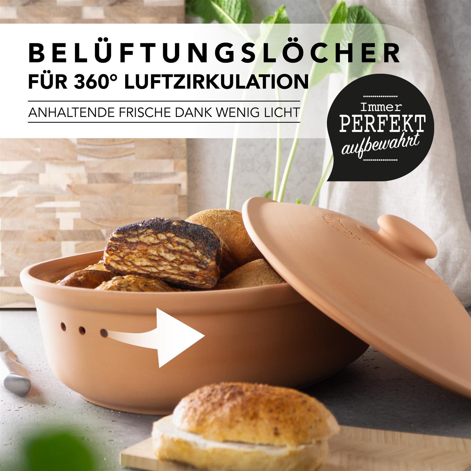 RÖMERTOPF Vorratsdose Brottopf oval MAXI 6,5 Liter - Keramik Brotkasten, (Set), aus Naturton