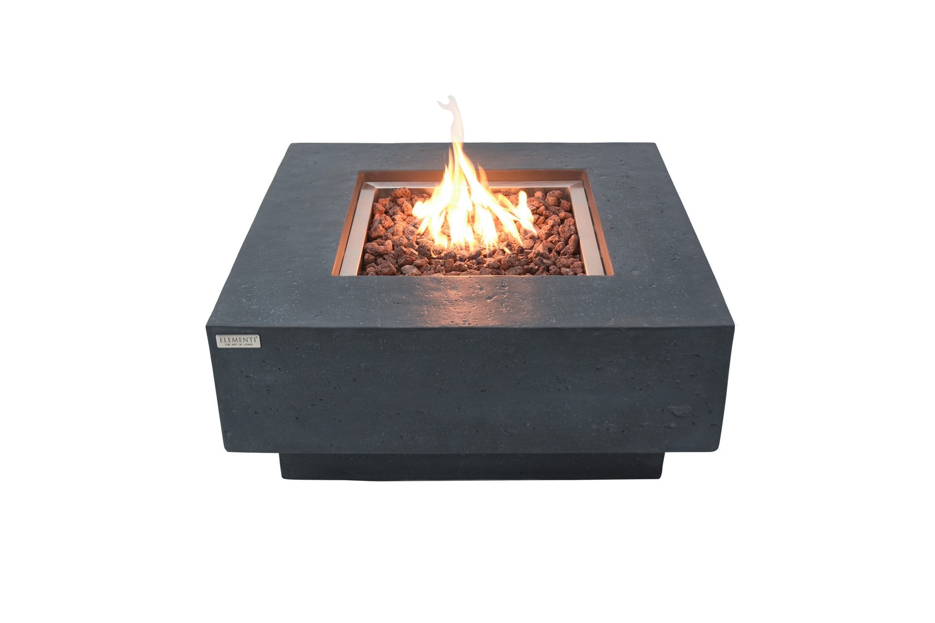 ELEMENTI Feuertisch Manhattan Feuerstelle, (Einzelartikel, 1-St., Inklusive Wetterschutzhaube), Beton,(91x91x40cm)