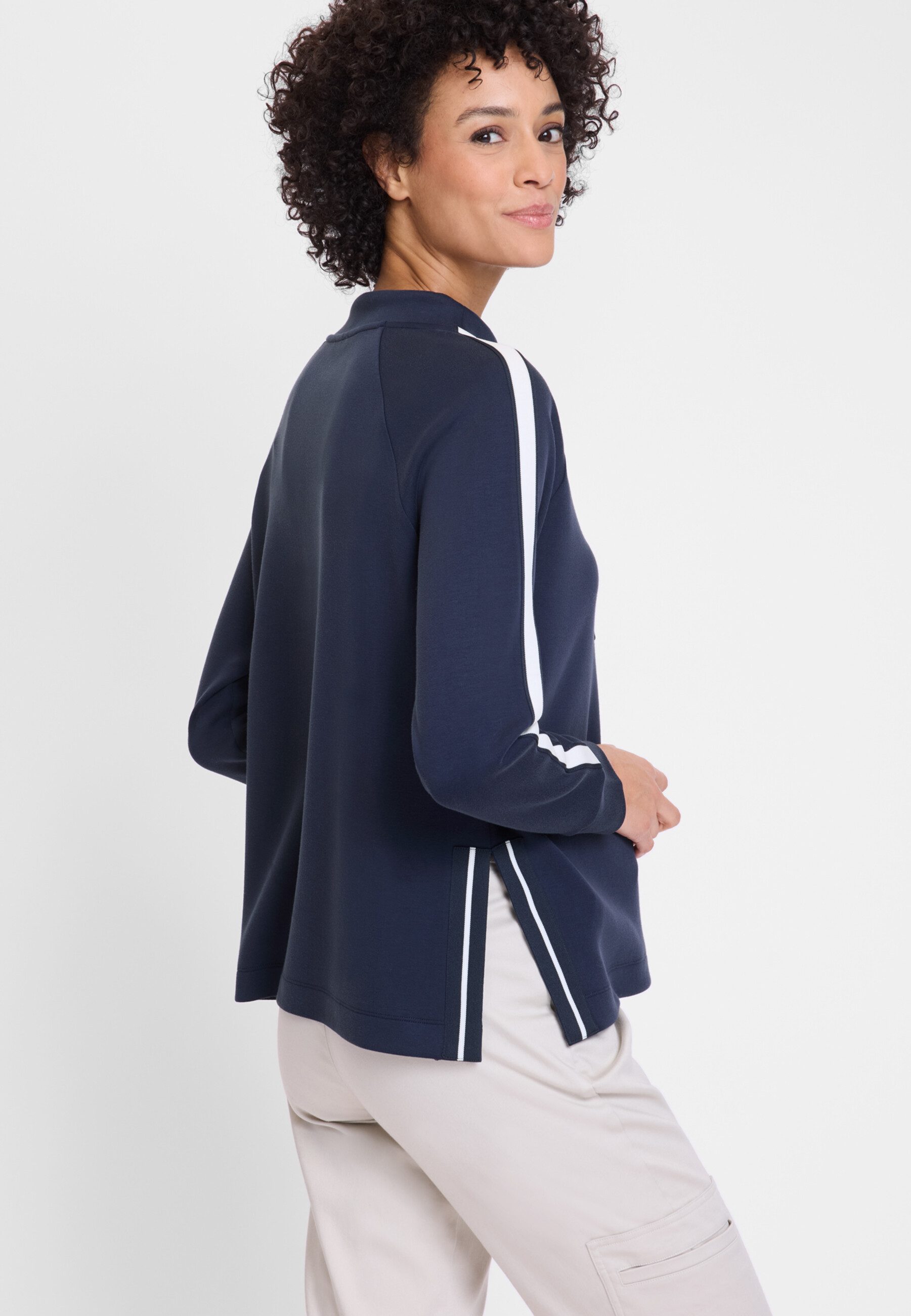 Olsen Sweatshirt mit Streifenakzenten auf den Ärmeln