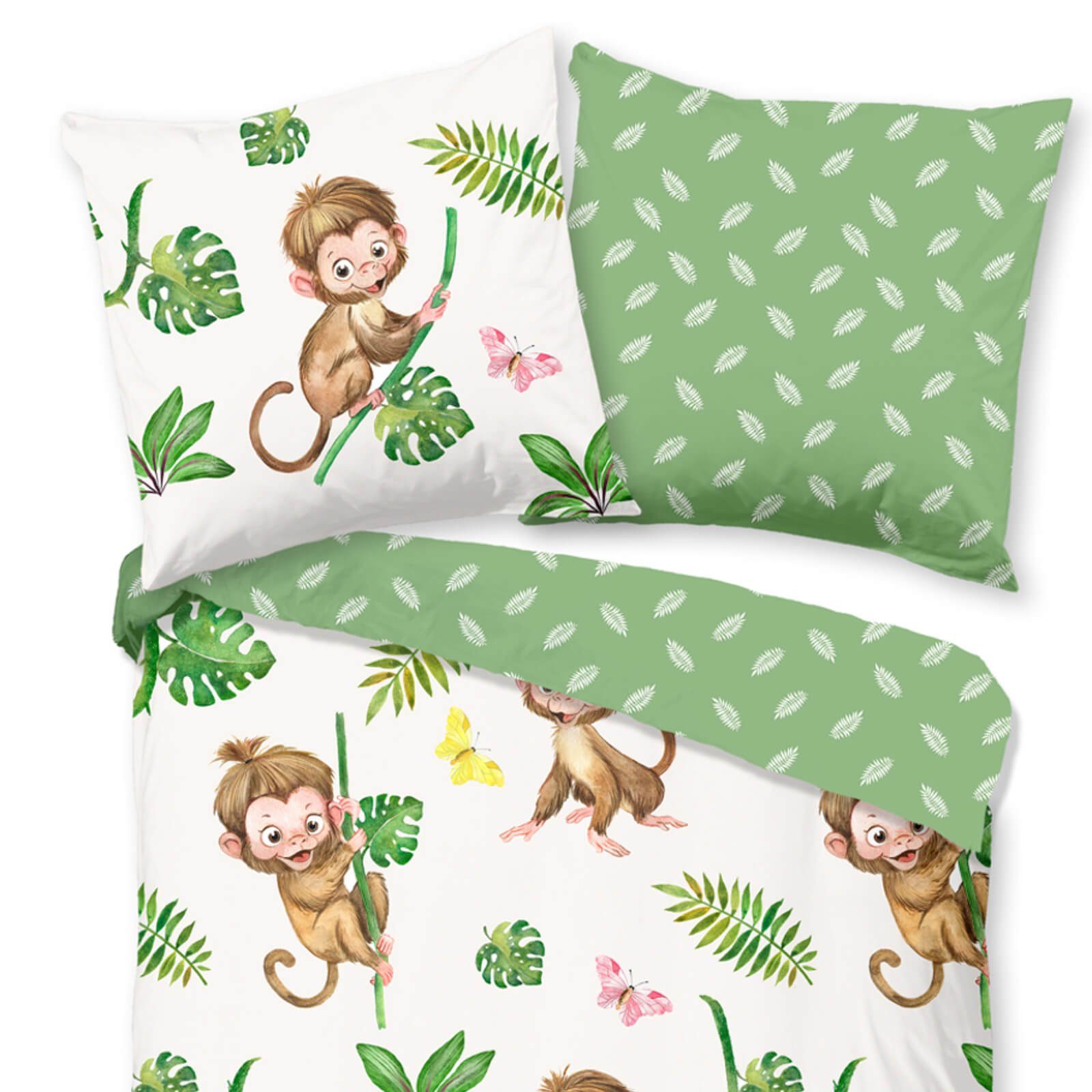 ESPiCO Bettwäsche Kletteraffe Grün, Baumwolle, 2 teilig, Trendy Bedding günstig online kaufen