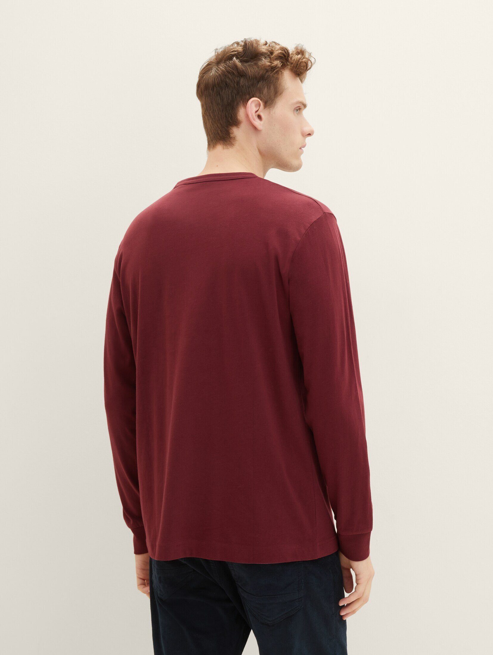TOM TAILOR T-Shirt Langarmshirt Port Print mit Tawny Red