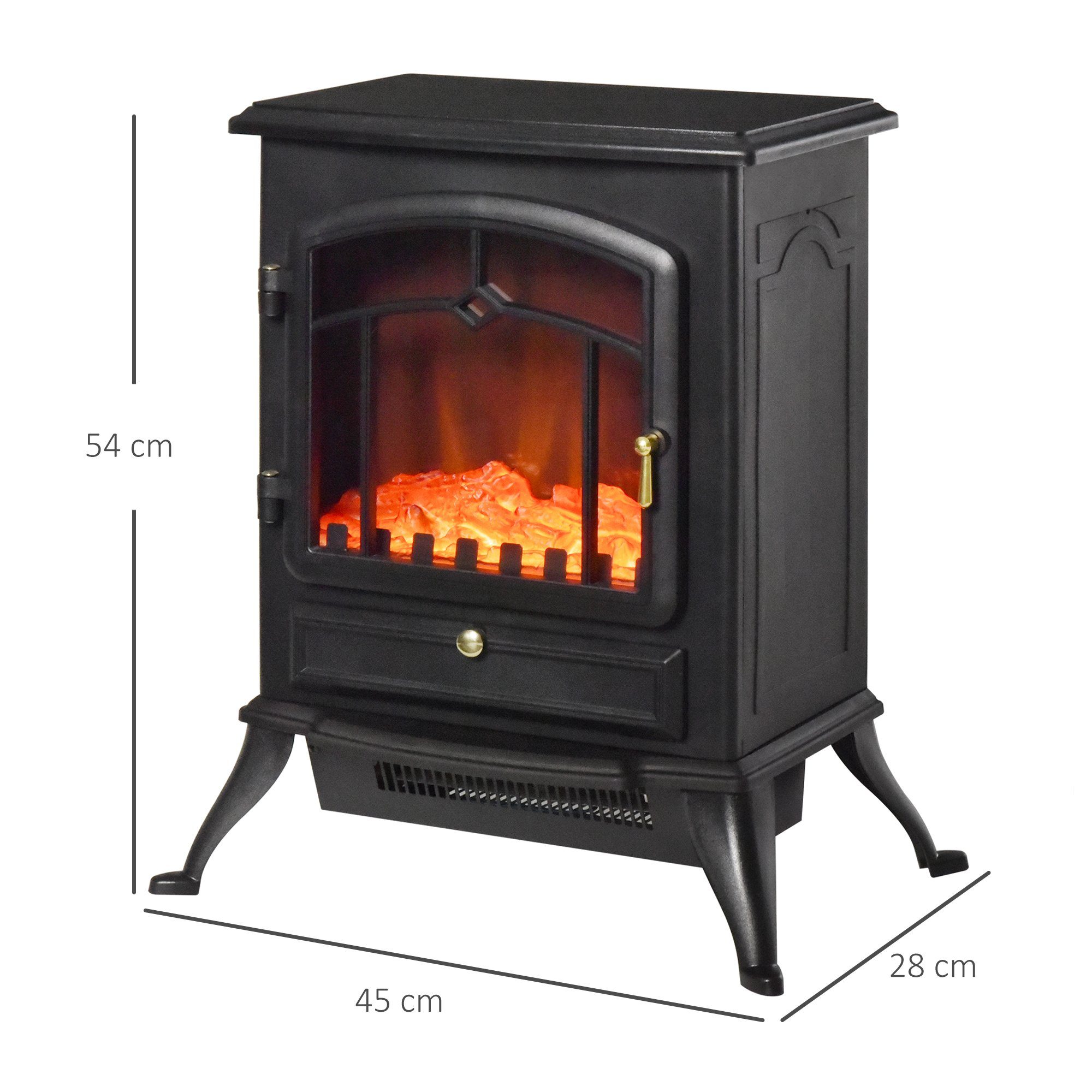 HOMCOM Elektrokamin Elektrische Kamin, Kamin mit Überhitzungs-Schutz, 45 x 28 x 54 cm, Schwarz