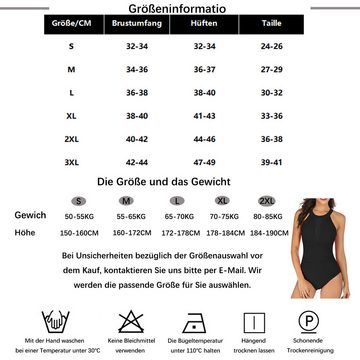 B.X Monokini Figurformender einteiliger Triangel-Badeanzug für Damen mit Neckholder Einteilig Monokini push up Schwarz Schwimmanzug mädchen