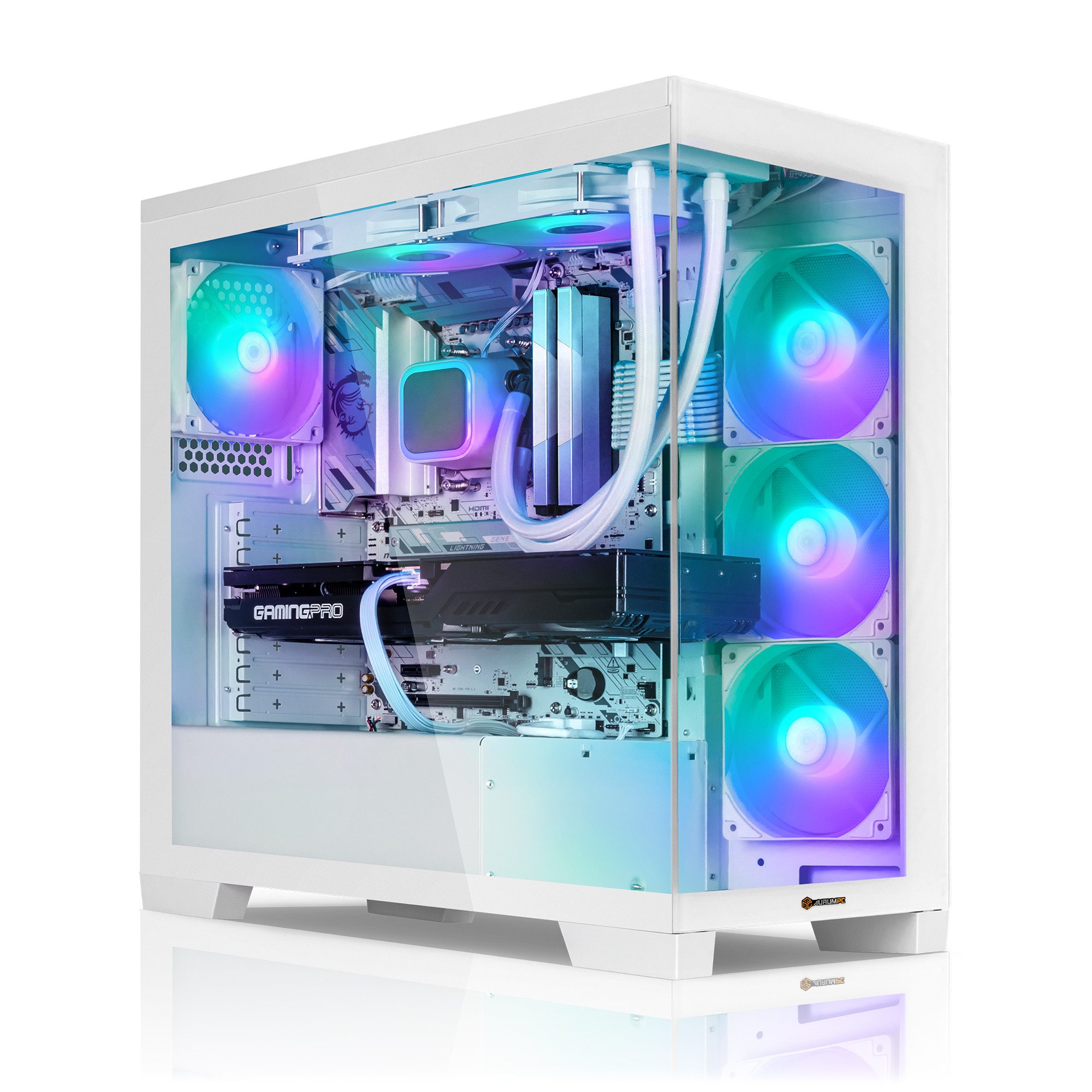 AurumPC R9 9950X3D mit RTX5070Ti 16GB und 32GB DDR5 RAM White Edition Gaming-PC (AMD Ryzen 9 9950X3D, GeForce RTX 5070 Ti, 32 GB RAM, 1000 GB SSD, Wasserkühlung, Windows 11, WLAN)