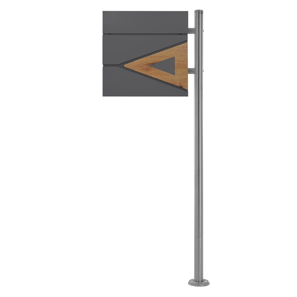 ML-DESIGN Standbriefkasten Wandbriefkasten Briefkasten Postkasten mit Zeitungsfach inkl. Standfuß, Briefkastenanlage mit Standfuß Silber 120 cm Mailbox mit Pfosten