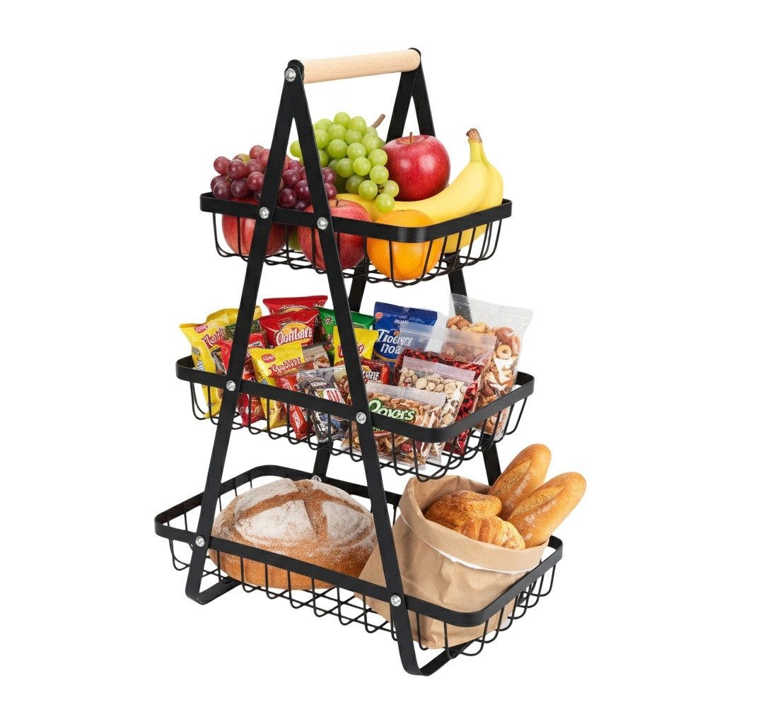 Cheffinger Etagere Obstkorb Obst-Etagere Brotkorb Obstschale 3 Etagen Metall Cheffinger, Material: Metall