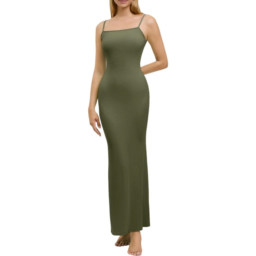 cfab by creamy fabrics Jerseykleid Ribbed Cami Maxikleid-Army Green-XL (1-t günstig online kaufen