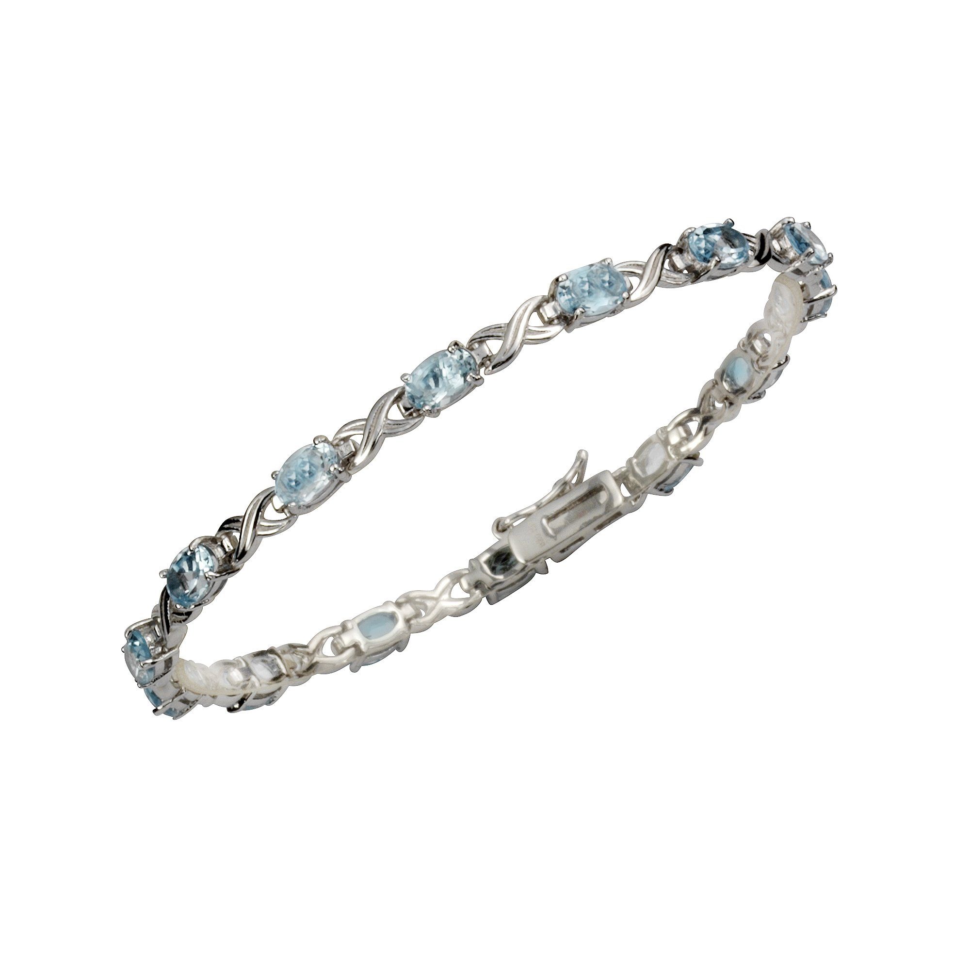 Zeeme Armband Silber 925 rhodiniert 19cm lang mit 14x Blautopas (beh) günstig online kaufen