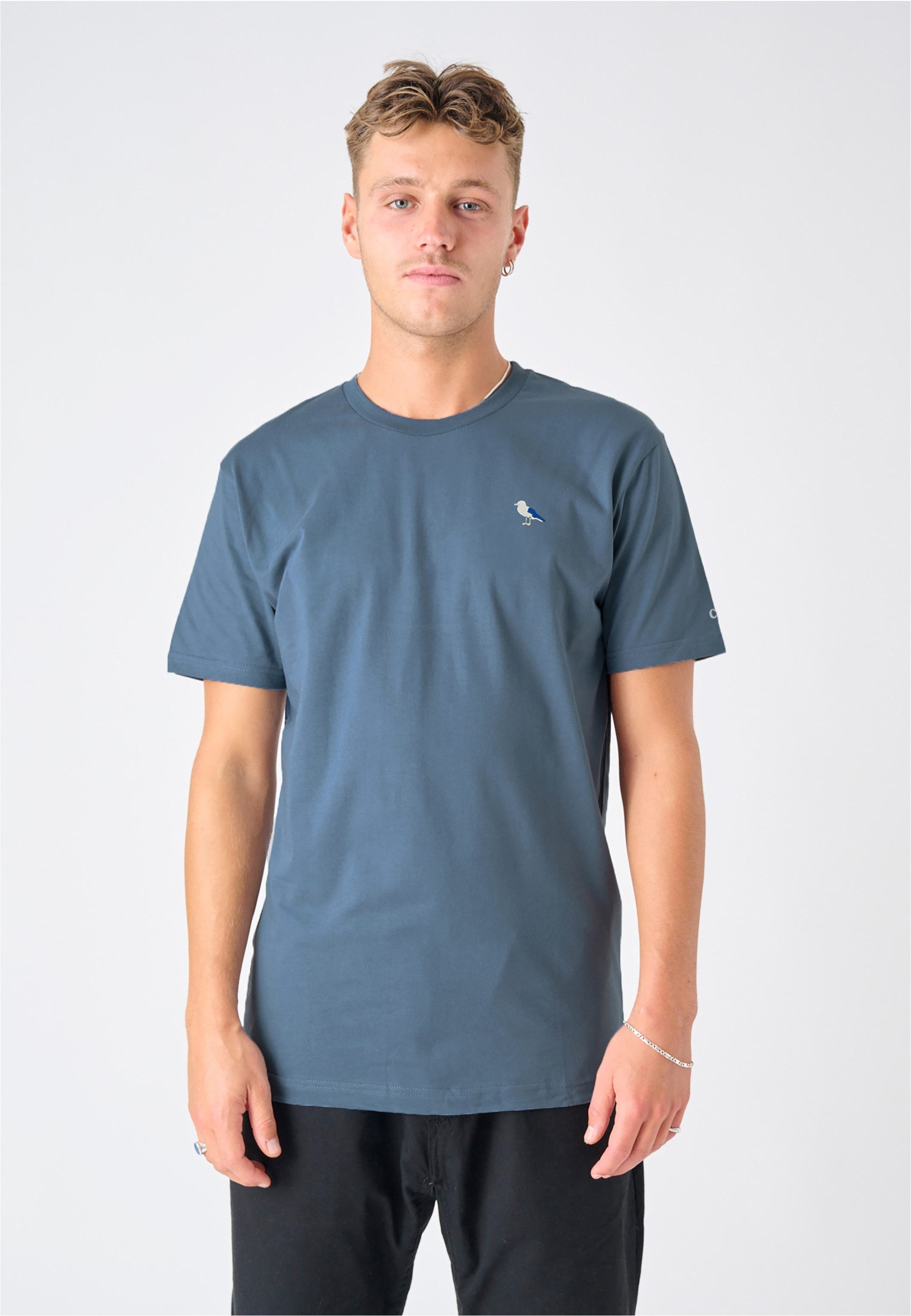 Cleptomanicx T-Shirt Embro Gull mit Gull-Stickerei