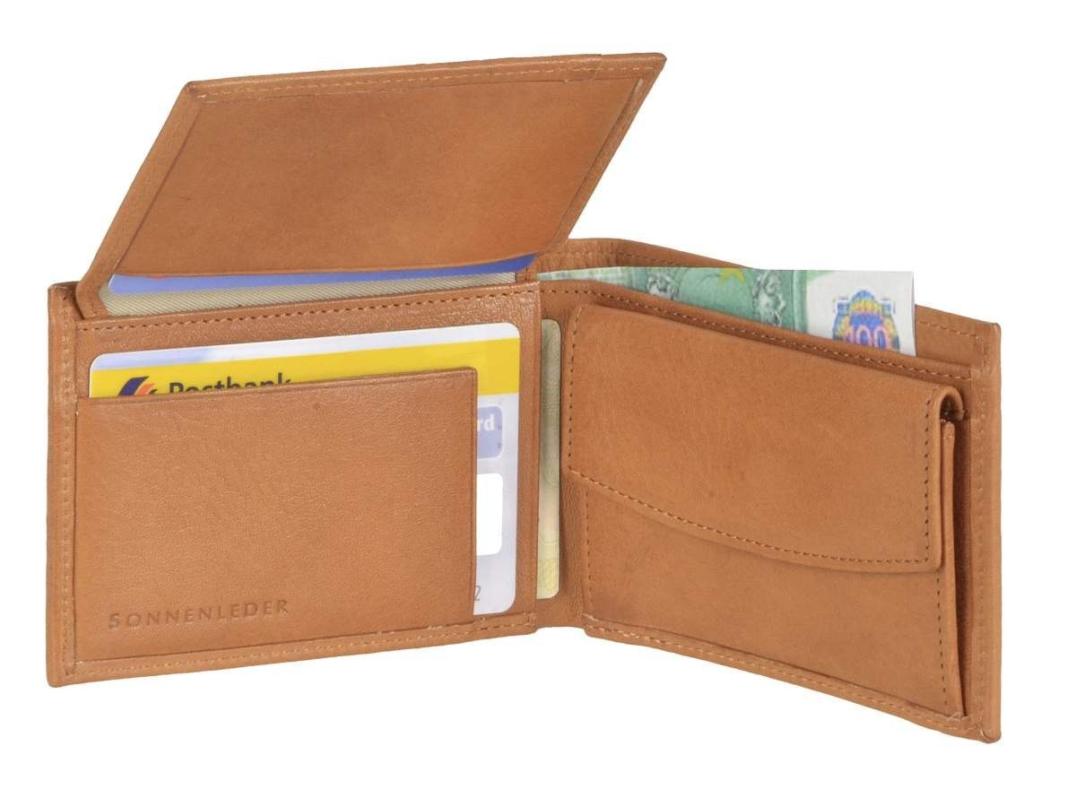 Nahe, braun Portemonnaie, Herrenbörse, Geldbörse 10x7,5cm, Querformat Sonnenleder Minibörse