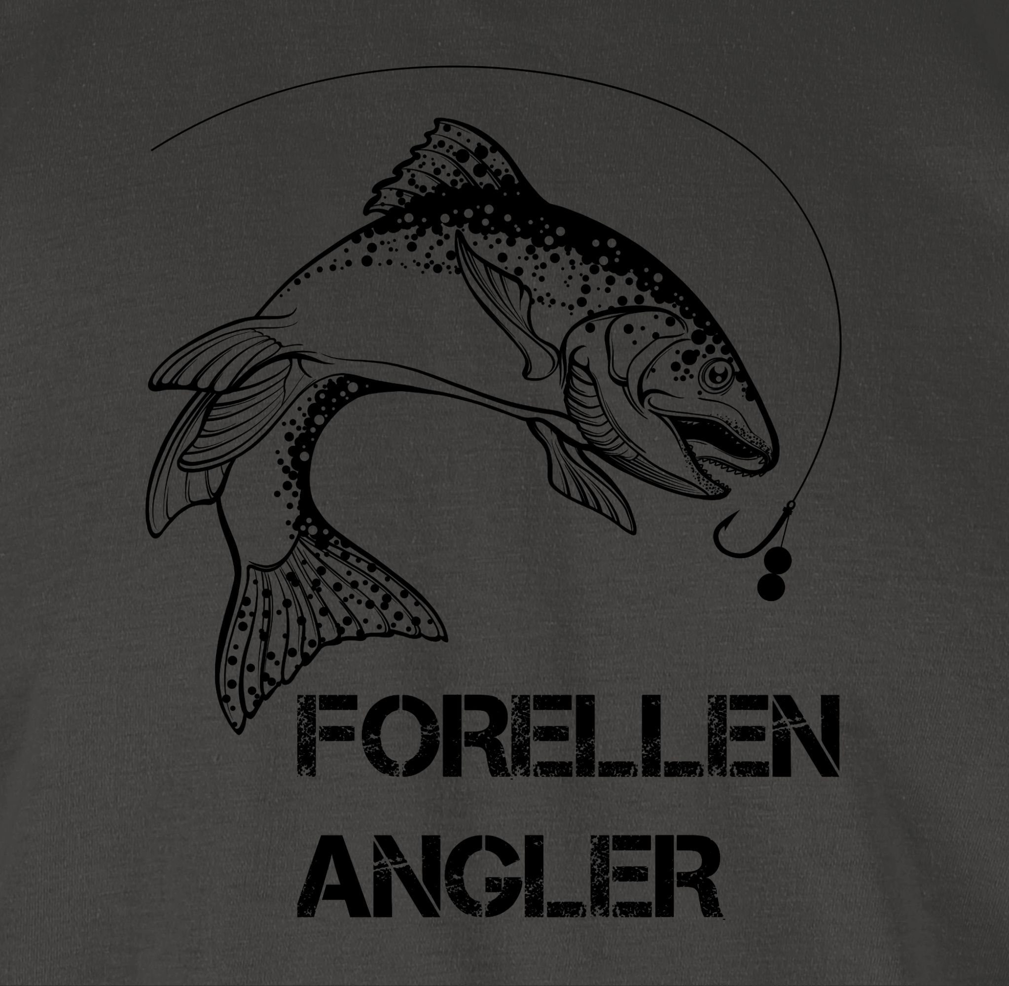 schwarz Forellenangler 2 Dunkelgrau Angler Geschenke T-Shirt - Shirtracer