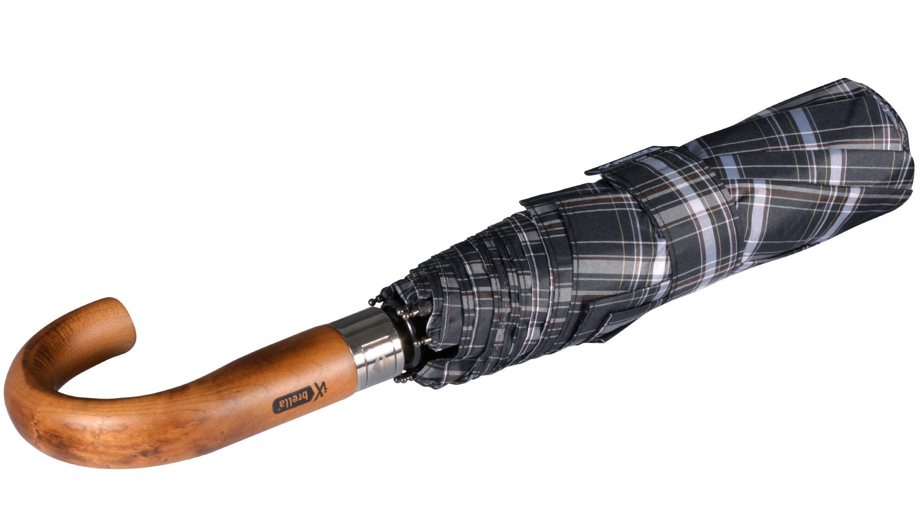 iX-brella Taschenregenschirm Automatik XXL Herrenschirm 121cm - mit Holzgriff, sehr groß, mit Rundhakengriff und Auf-Zu-Automatik