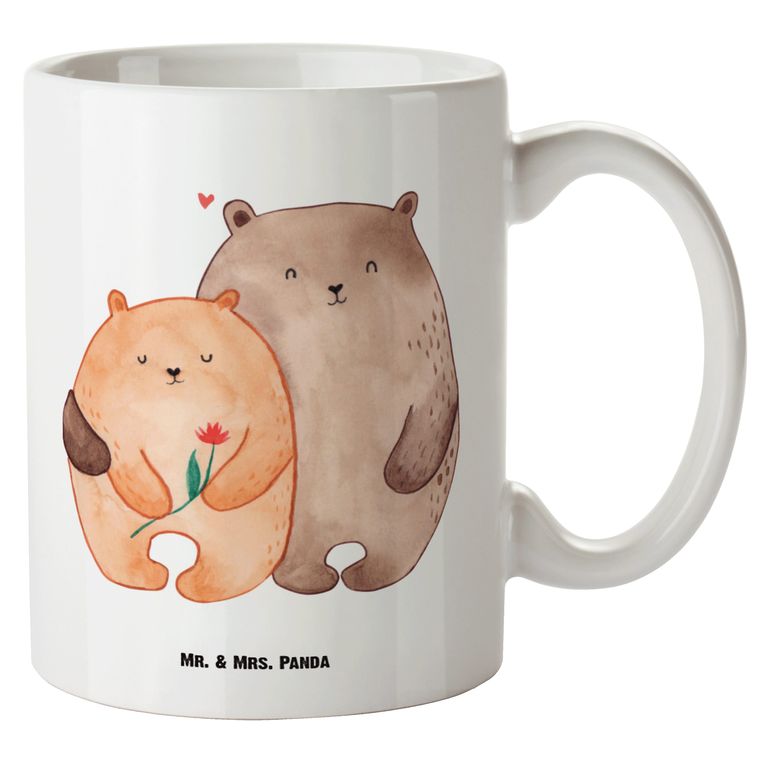 Mr. & Mrs. Panda Tasse XL Bären Freundin, - Groß, Tasse Weiß - XL Keramik Teetasse, Liebe Geschenk, Heiraten