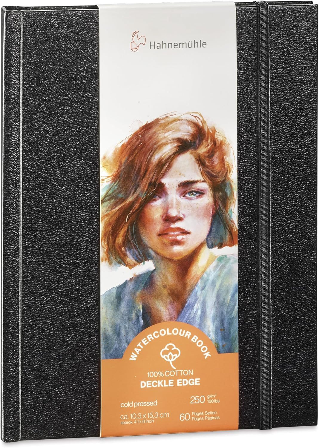 Hahnemühle Aquarellpapier Watercolour Book Deckle Edge 10,3x15,3cm Portraitformat, 250g/m²