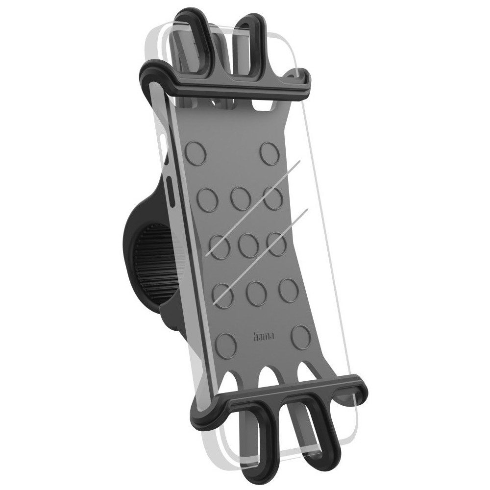 Hama Handy-Halterung 00201967 Fahrrad-Handyhalterung flexibel für Lenker schwarz, (Flexible Halterung für Lenkerstangen)