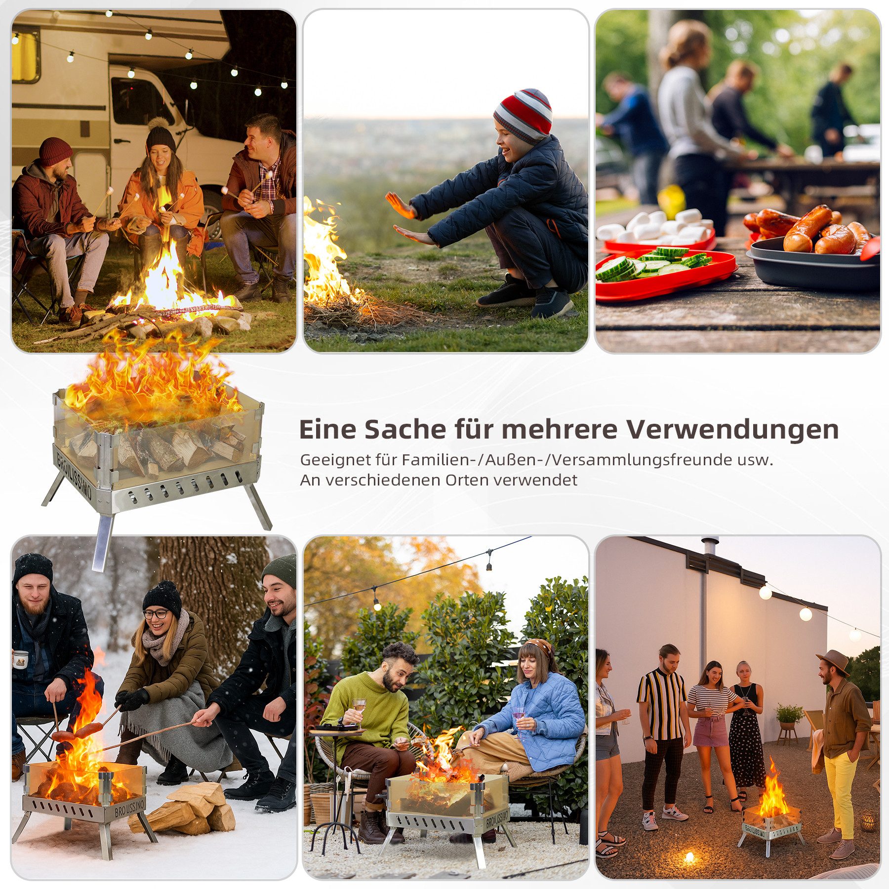 CCLIFE Fire Bowl with Glass Ceramic, Foldable for Outdoor Camping