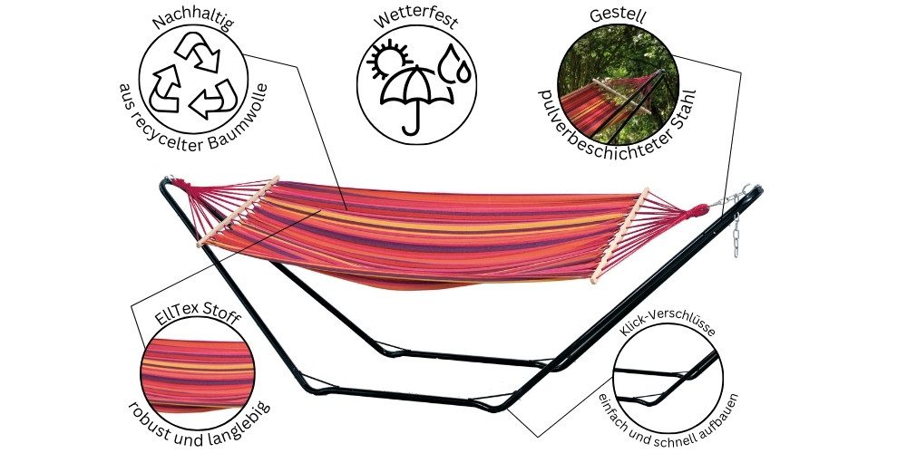Amazonas Hängematte mit Stahlgestell, 100kg belastbar, 200x100 cm (Beach Se günstig online kaufen
