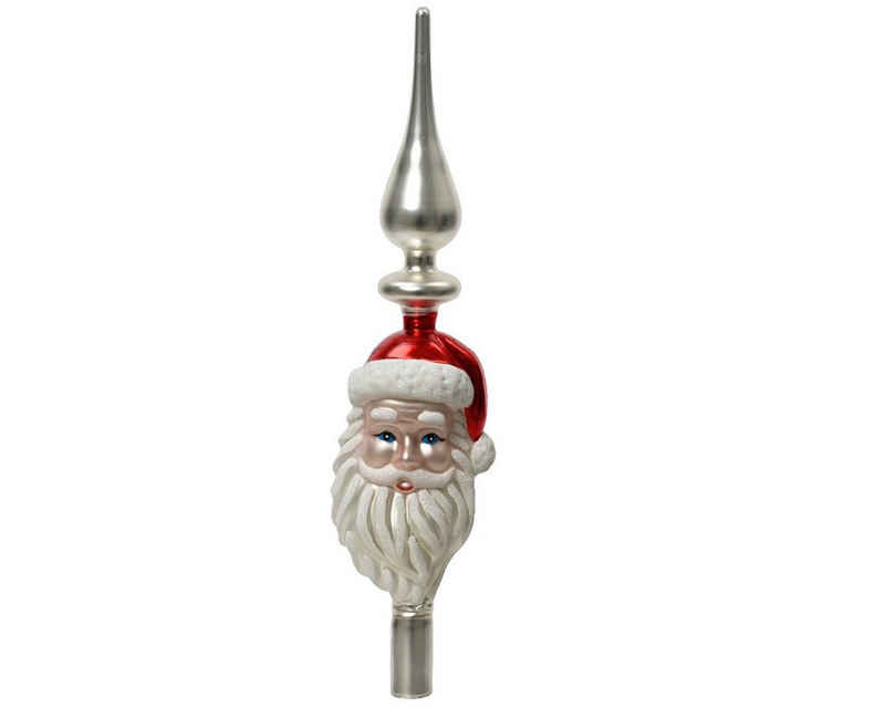 Decoris season decorations Christbaumspitze, Christbaumspitze Glas Baumspitze mit Weihnachtsmann-Kopf 34cm - Rot