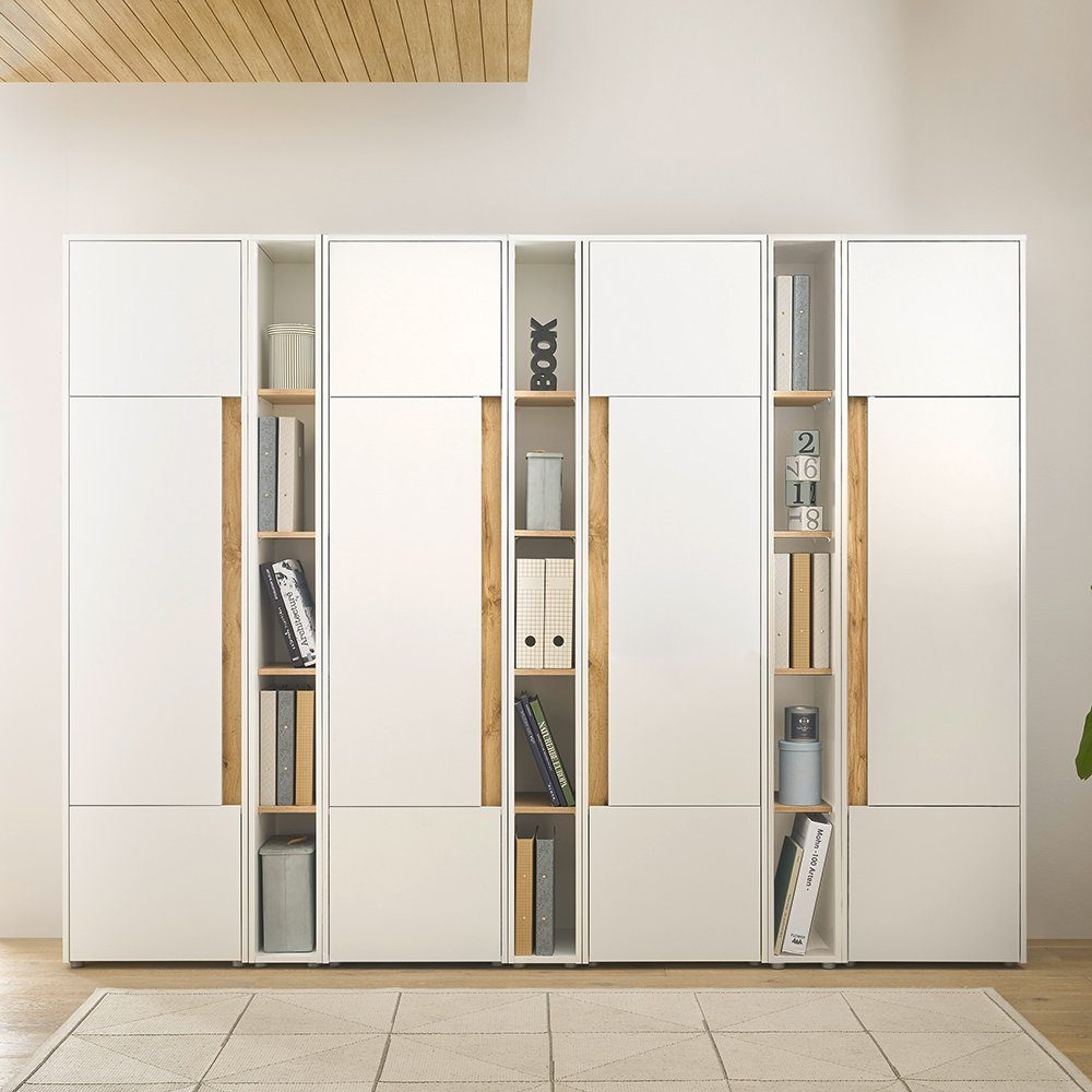 Lomadox Stauraumschrank CRISP-61 weiß mit Eiche, günstig online kaufen