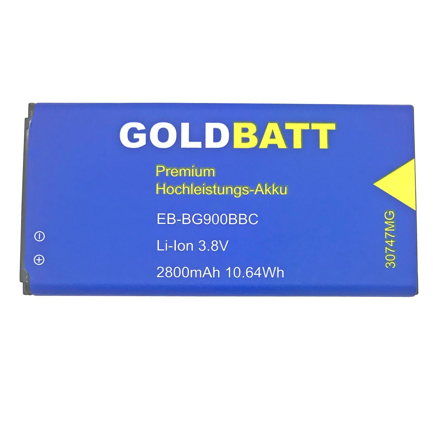 GOLDBATT Akku passend für Samsung Galaxy S5 (G900) GTI9600 GT-I9600 I9600 S5 Akku Ersatzakku Akku 2800 mAh (3,8 V, 1 St), 100% kompatibel, optimale Passgenauigkeit
