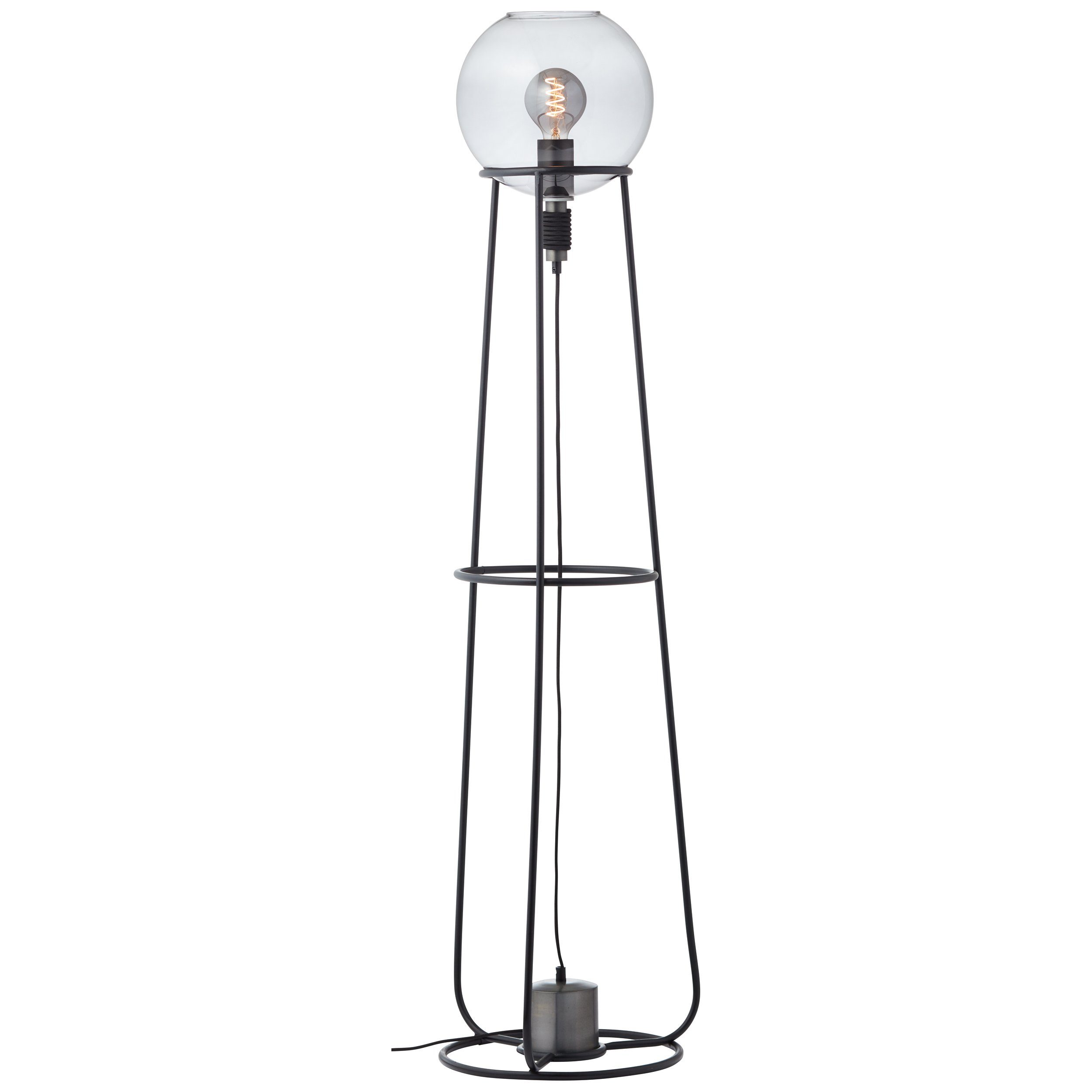 Brilliant Stehlampe Pheme, Pheme Standleuchte 1flg schwarz/silber, Metall/Glas, 1x A60, E27, 52 W | Standleuchten