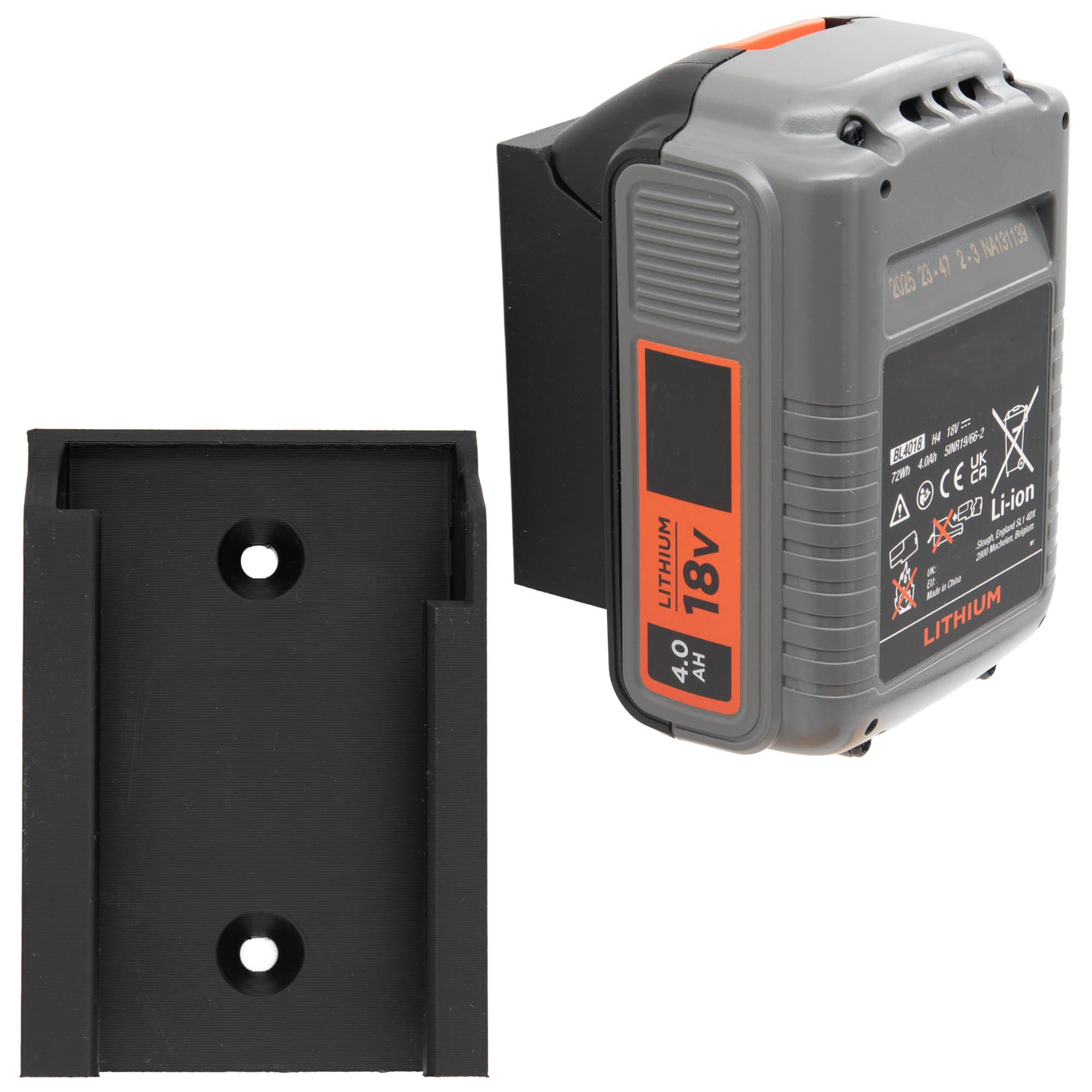 TSB Werk Werkzeughalter Akkuhalter Kompatibel mit BLACK+DECKER 18V Akku, 1-tlg., Wandhalter, Halter, Halterung, Akku