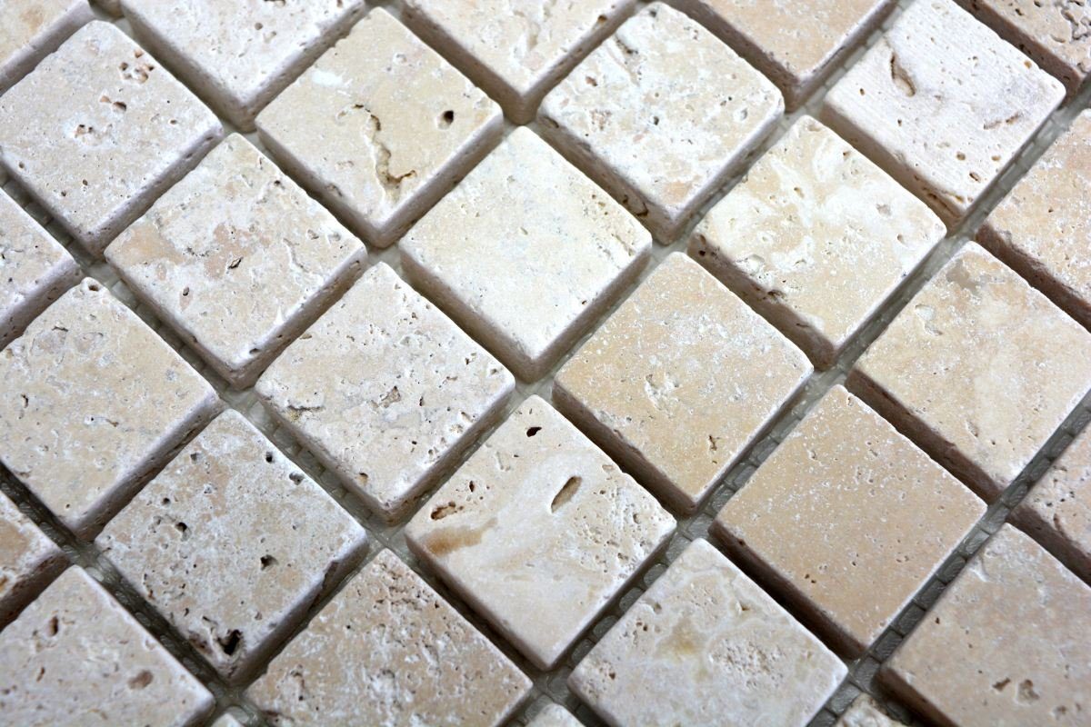 Terrasse Boden Wand Travertin Mosani Mosaikfliesen Bodenfliese Naturstein