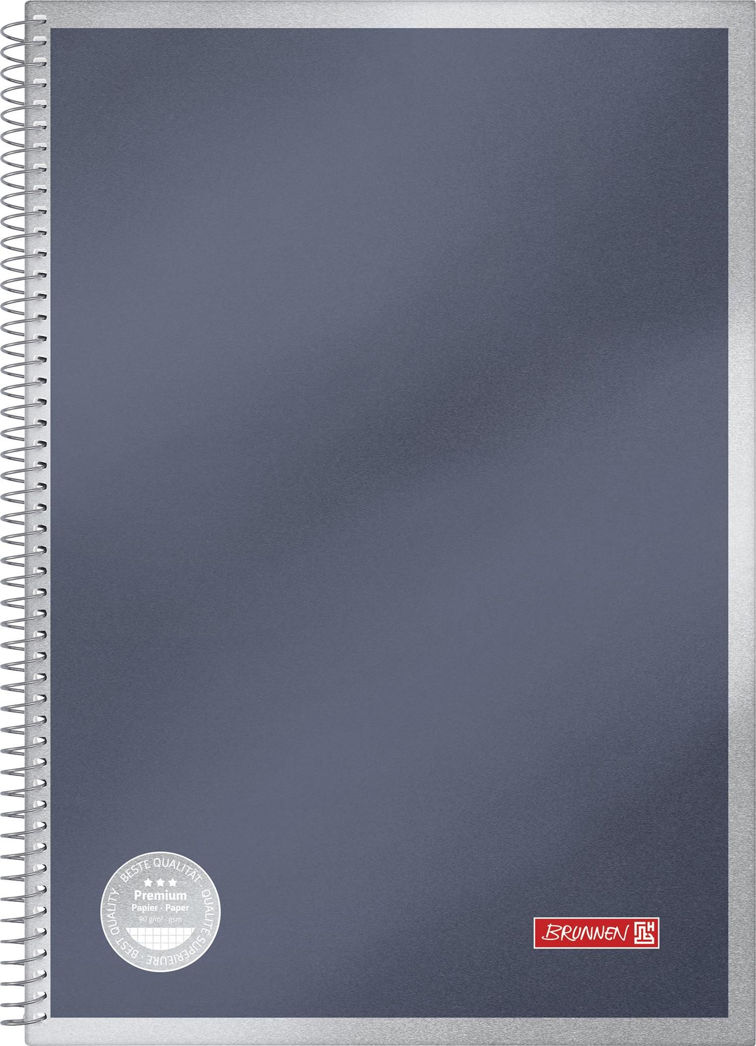 BRUNNEN Notizbuch BRUNNEN 106793480 Spiralnotizbuch Metallic A4 kariert mit Umrandung