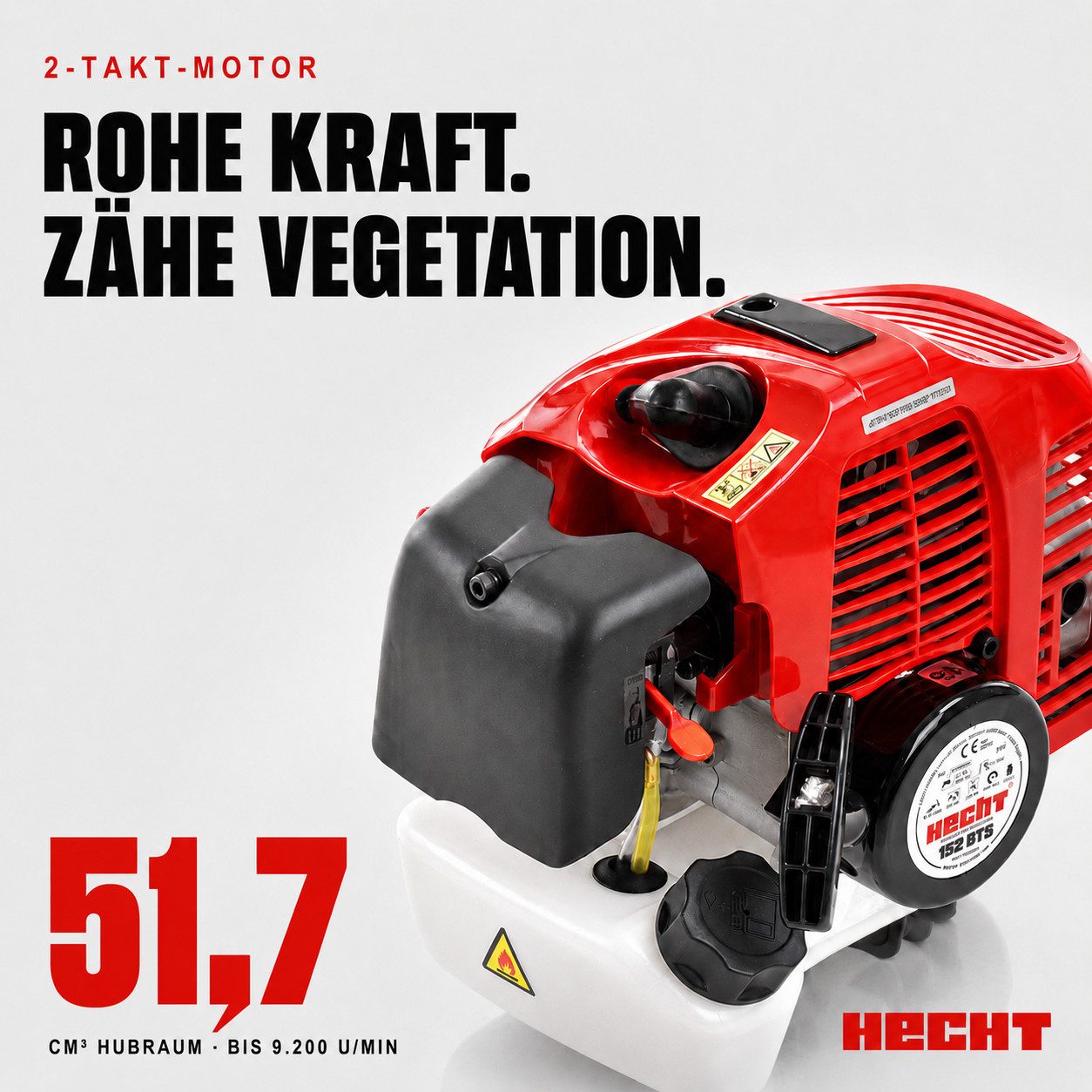 Hecht Benzin-Freischneider Motorsense 152 BTS mit Tragegurt, 25,5 cm Arbeitsbreite Messer, 43 cm Arbeitsbreite Faden, 2 PS, 9200 U/min
