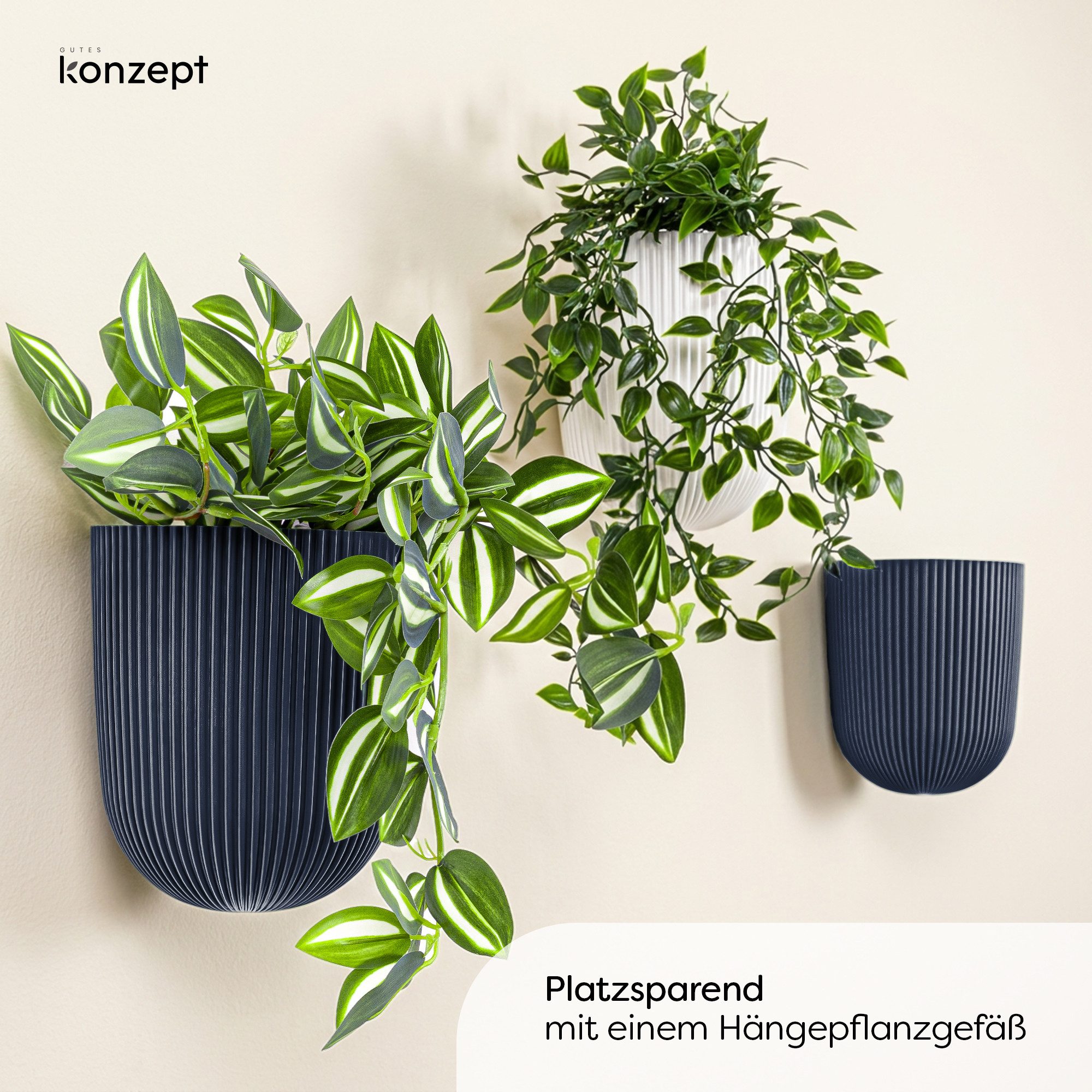 KONZEPT Blumentopf mit dezenter Wandbefestigung Ø 14,6 cm, 2,1 L, Leicht, Lichtbeständig, Rostbeständig, UV-beständig, Wetterfest – Bild 2 von 5