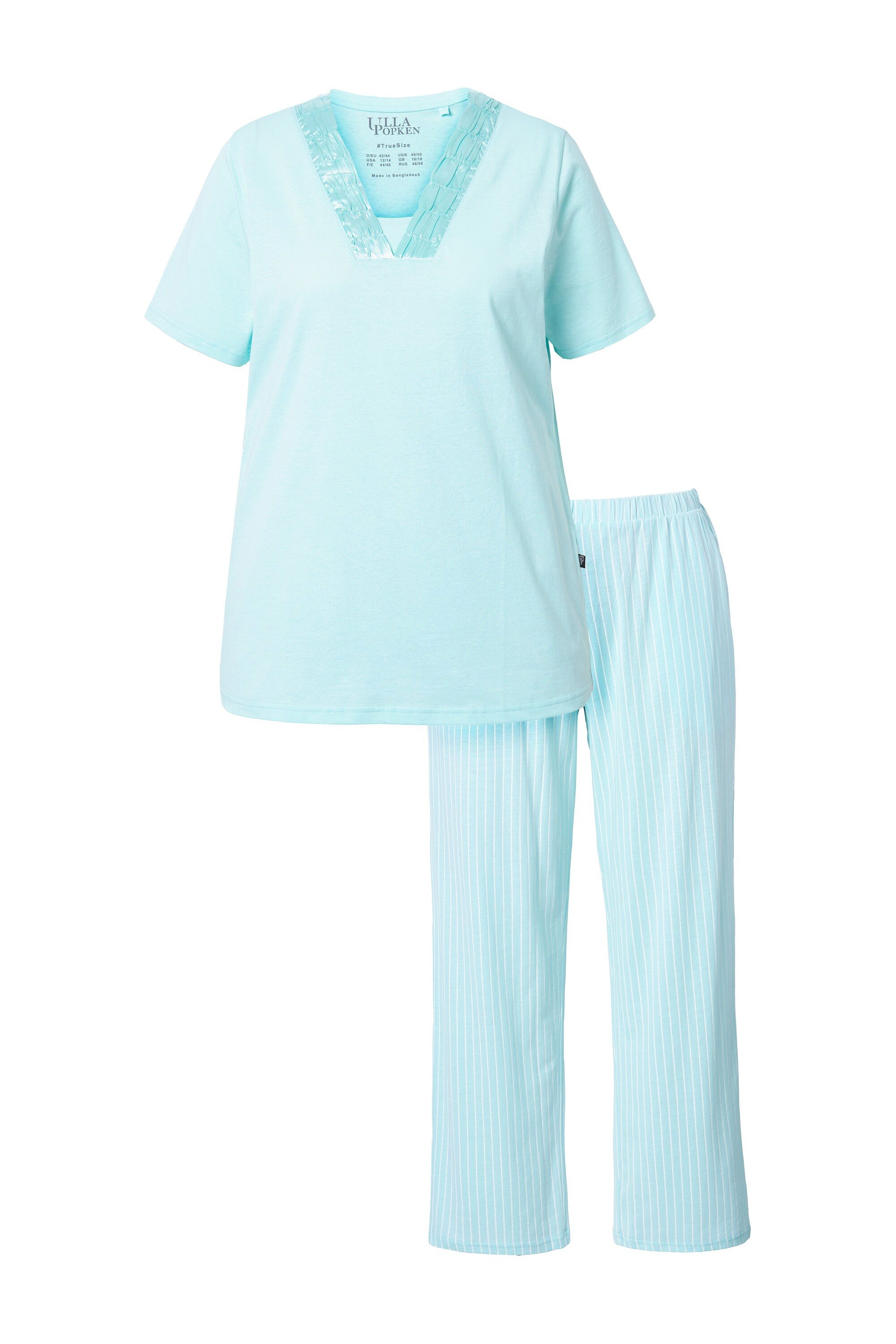 Ulla Popken Pyjama Schlafanzug Streifen V-Ausschnitt Halbarm günstig online kaufen