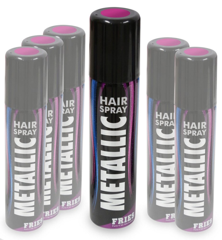 Fries Haarfarbe Metallic Color Haarspray 100 ml Pink Bronze Rot Blau Grün Lila, Metallic-Haare für jeden Partylook