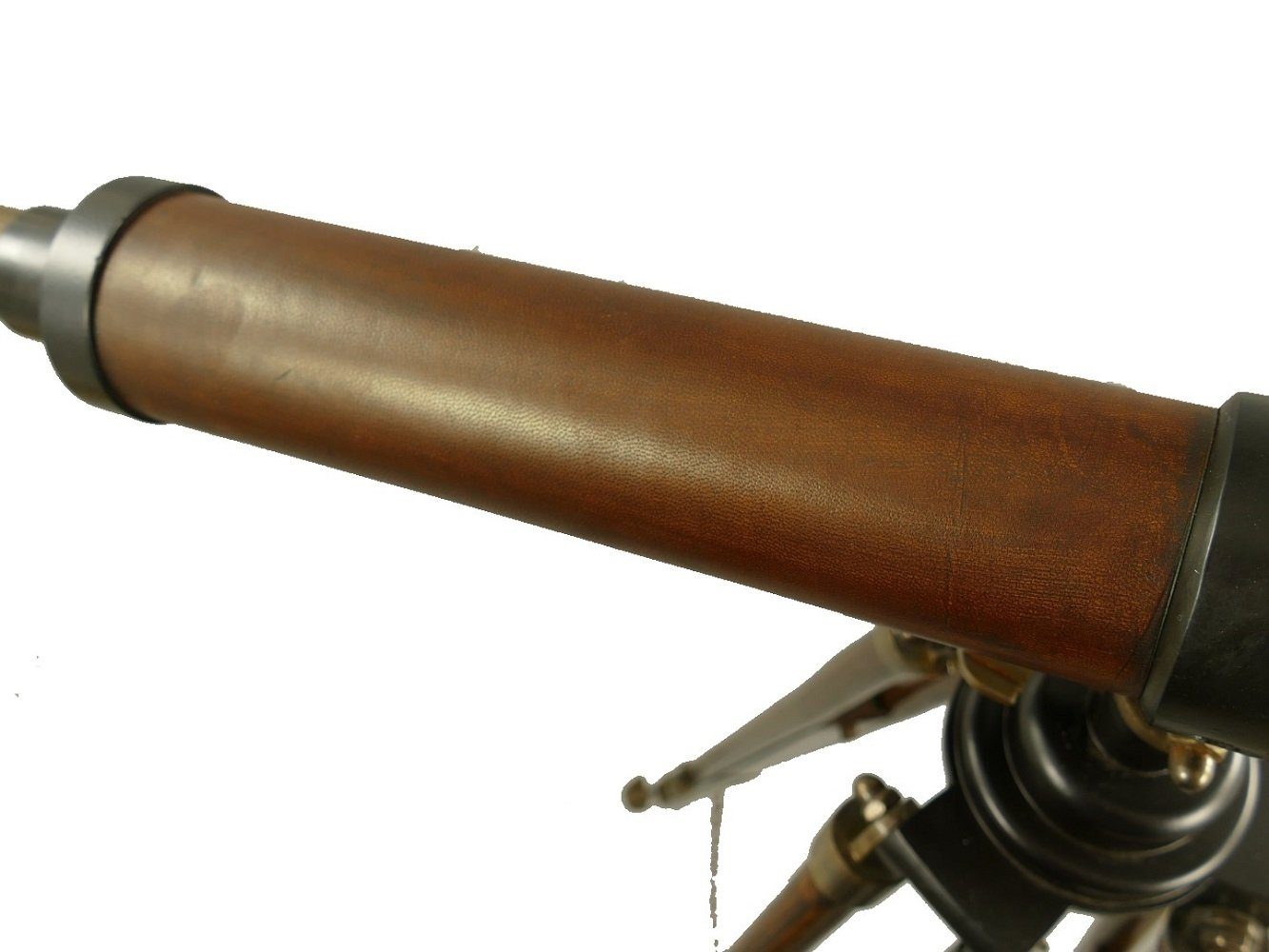 Dekoobjekt Holz mit Tubus, Fernrohr Holz Mono ummanteltes Linoows Stand Stativ Altmessing Okular Teleskop, cm 98x150