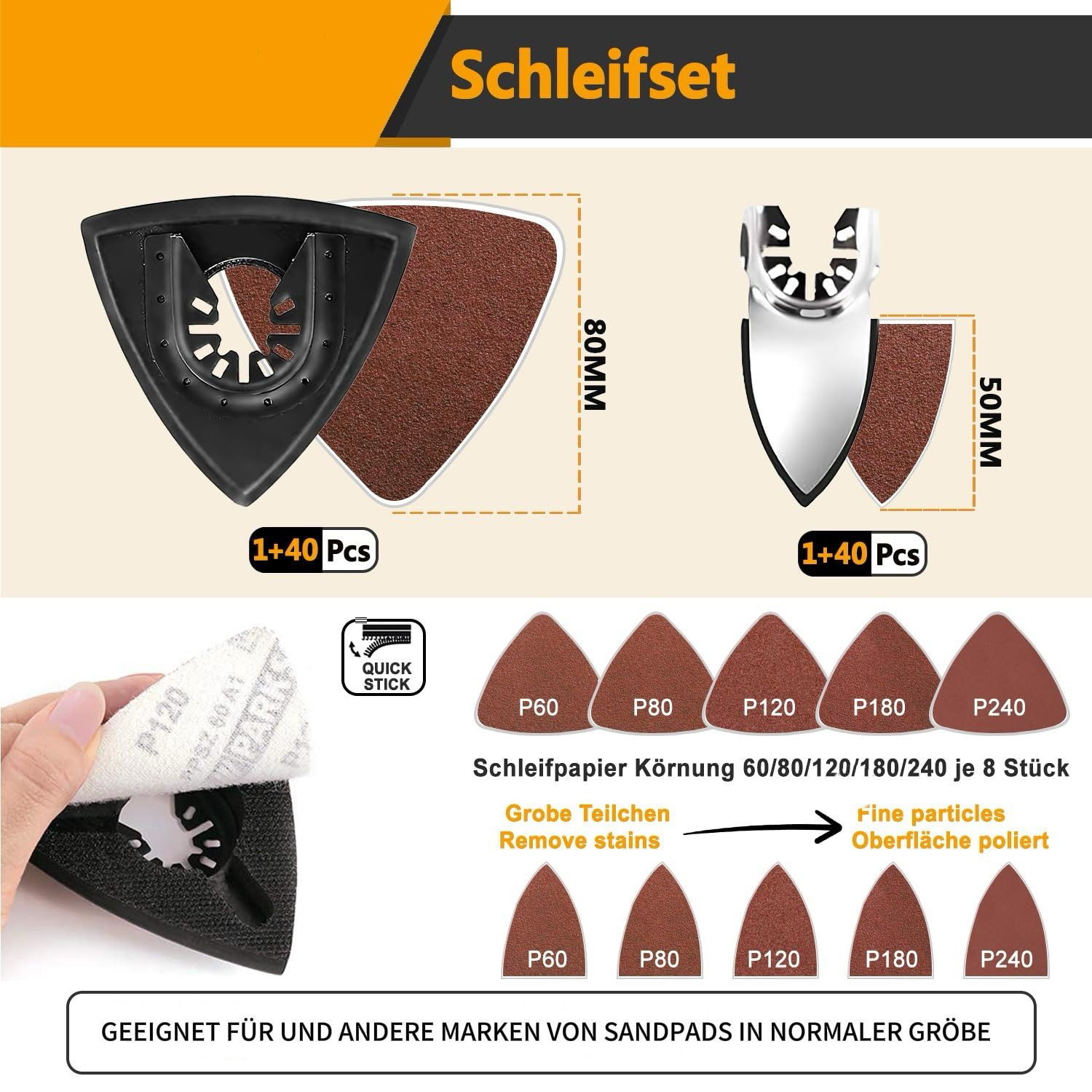 Kityhome Sägeblatt 116-tlg. Multitool-Zubehörset, Sägeblätter, kompatibel (112-St), 116-teiliges,Passend für alle gängigen Oszillationswerkzeuge – Bild 3 von 5