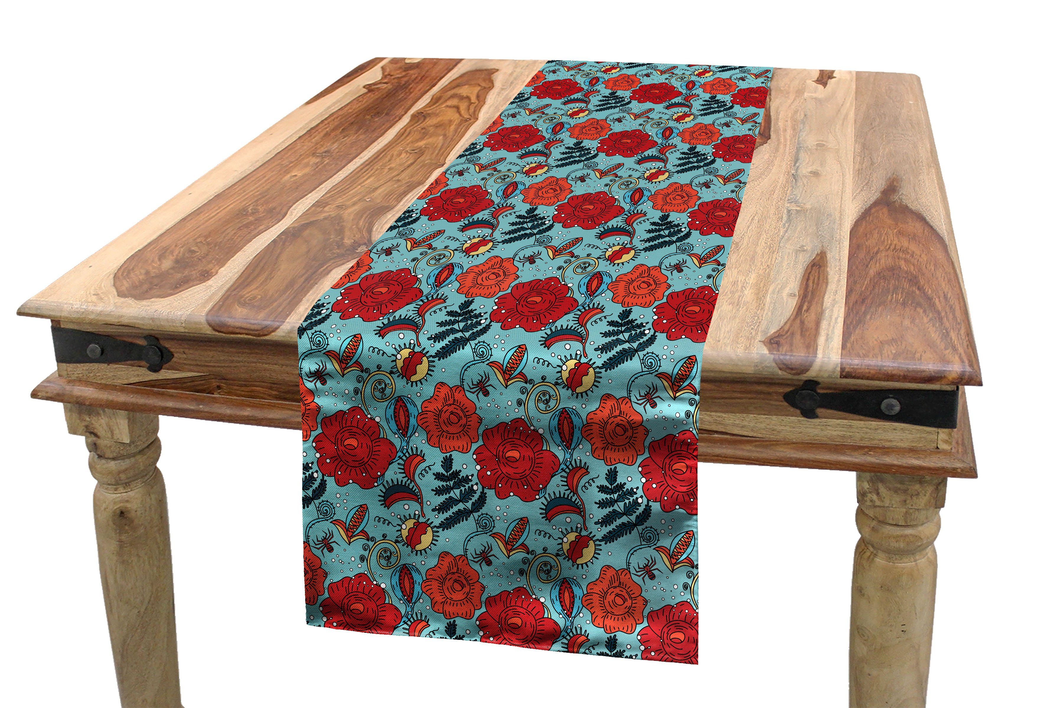 Abakuhaus Tischläufer Esszimmer Küche Rechteckiger Dekorativer Tischläufer, Blumen Venusfliegenfalle Blumen
