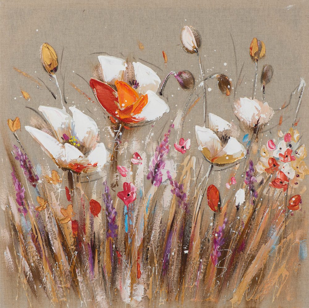 ArtUniverse Gemälde Leinwandbild Entzückende Blumen 40 x 40 cm, Naturmotiv
