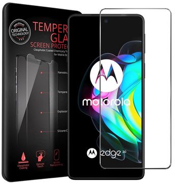 CoolGadget Handyhülle Schwarz als 2in1 Schutz Cover Set für das Motorola Edge 20 6,7 Zoll, 2x 9H Glas Display Schutz Folie + 1x TPU Case Hülle für Edge 20
