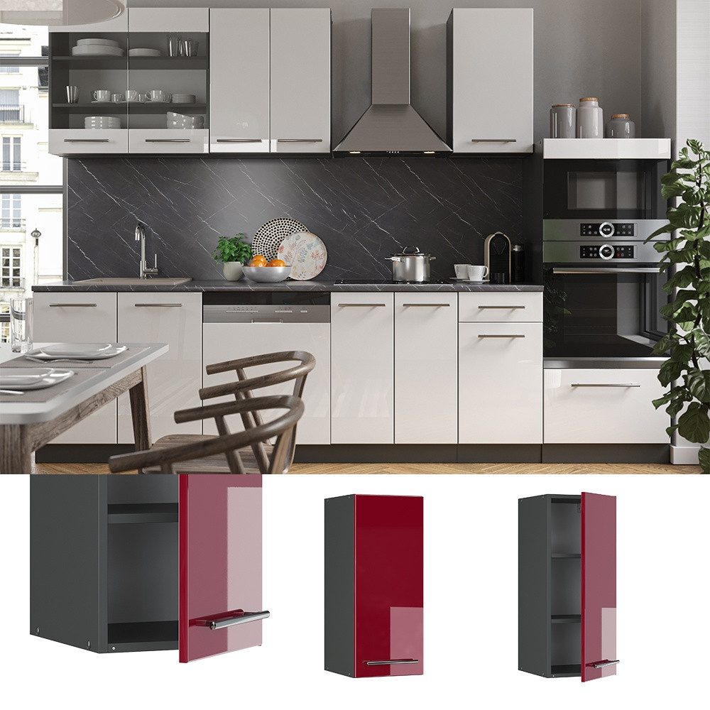 Vicco Hängeschrank Fame-Line, Bordeaux Hochglanz/Anthrazit, 30 cm (1-St)