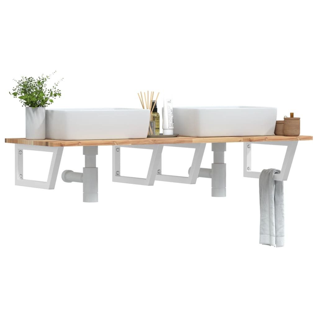 furnicato Waschbecken Waschbeckenregal Wandmontage Stahl und Massivholz (1-St)