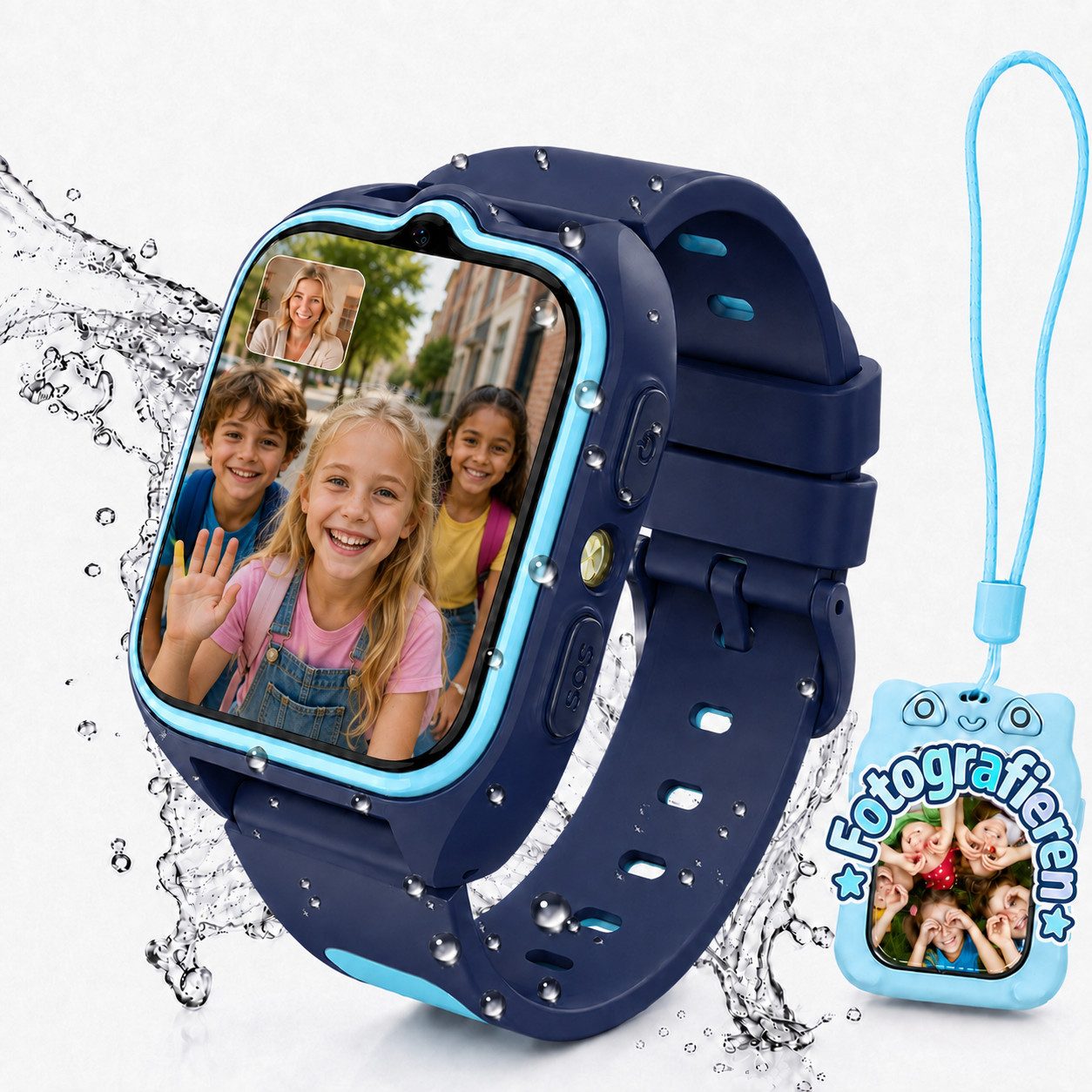 blackview 2026 Neue Kinderuhr 4G mit GPS, HD-Videoanrufen, Selfie-Kamera, 1,75'' Smartwatch, Nur 32 g, Sicher beim Händewaschen, Lernspiele, Schulmodus, Aktivität