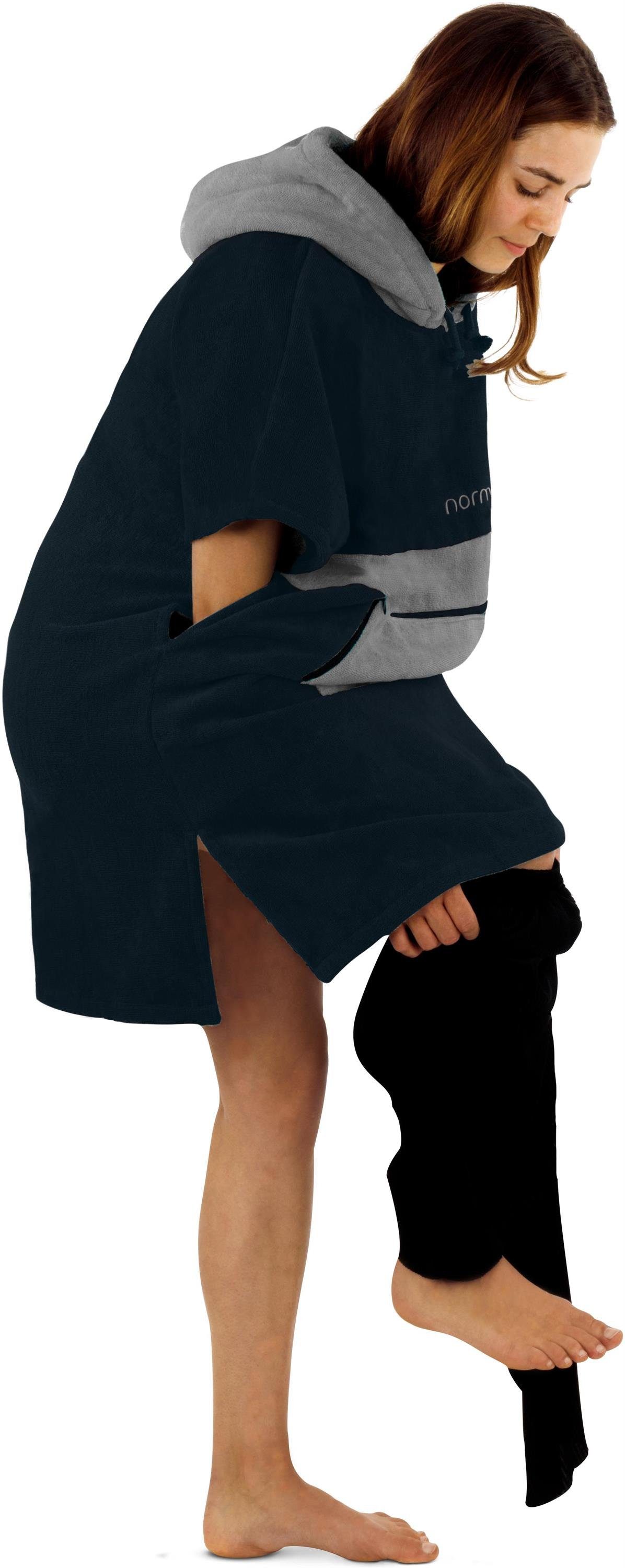 normani Badeponcho Damen Badeponcho, Midilänge, Baumwolle, Kapuze, Schlupf, Badehandtuch aus 100 % saugstarker Baumwolle