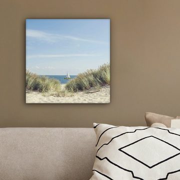 OneMillionCanvasses® Leinwandbild Nordsee - Dünen - Boot, (1 St), Leinwand Bilder für Wohnzimmer Schlafzimmer, 20x20 cm